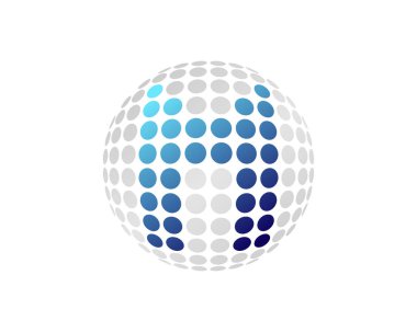 Mektup m nokta 3d küre simgesi Logo tasarım öğesi