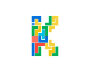 Mektup k bulmaca simgesi Logo tasarım öğesi