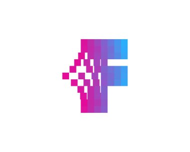 Mektup f piksel Logo tasarım öğesi
