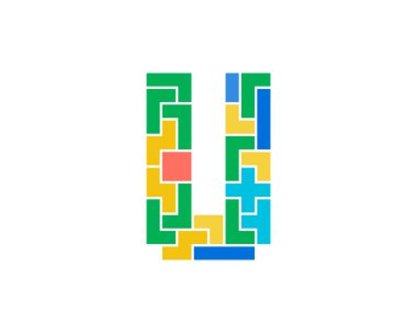 Mektup u bulmaca simgesi Logo tasarım öğesi