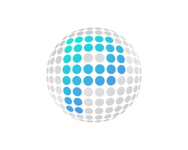 Mektup p nokta 3d küre simgesi Logo tasarım öğesi