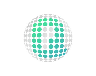 Harf q nokta 3d küre simgesi Logo tasarım öğesi