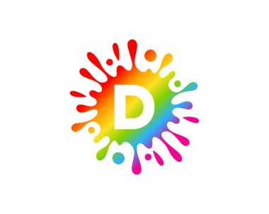 Sıçrama sıvı renk mektup d simgesi Logo tasarım öğesi