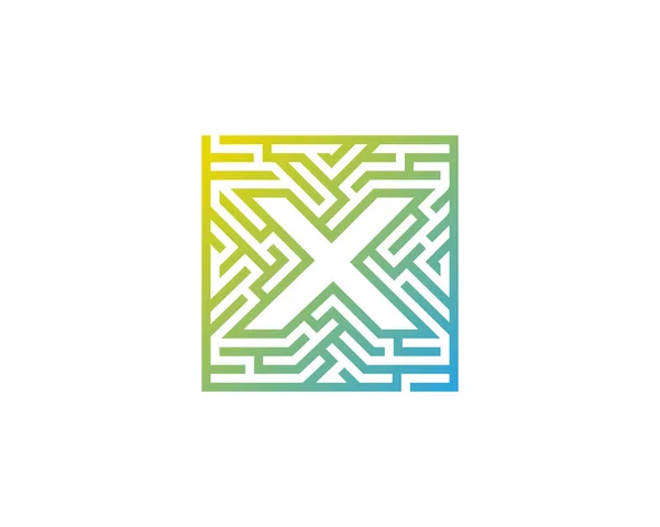Letter Maze Labyrinth Logo Design Element — Stock Vector