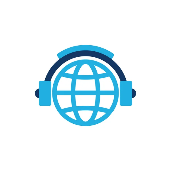 Logotipo Música Globo Icon Design — Vetor de Stock