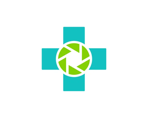Lente Medicina Logo Icona Design — Vettoriale Stock