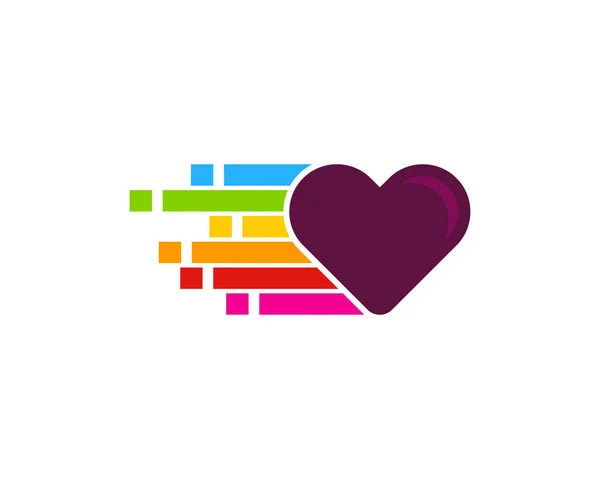 Piksel Aşk Logo Simge Tasarım — Stok Vektör