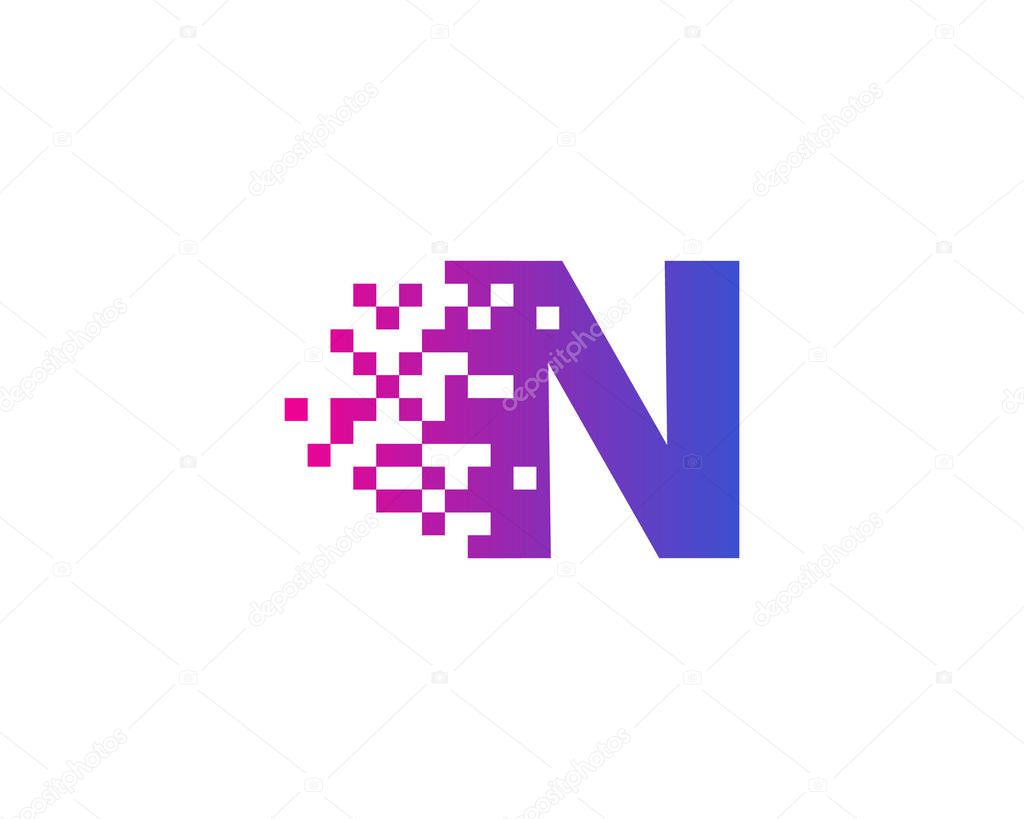 Letter n  Pixel Icon Logo Design Element 