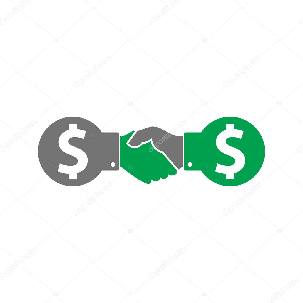 Handshake Money Logo Icon Design