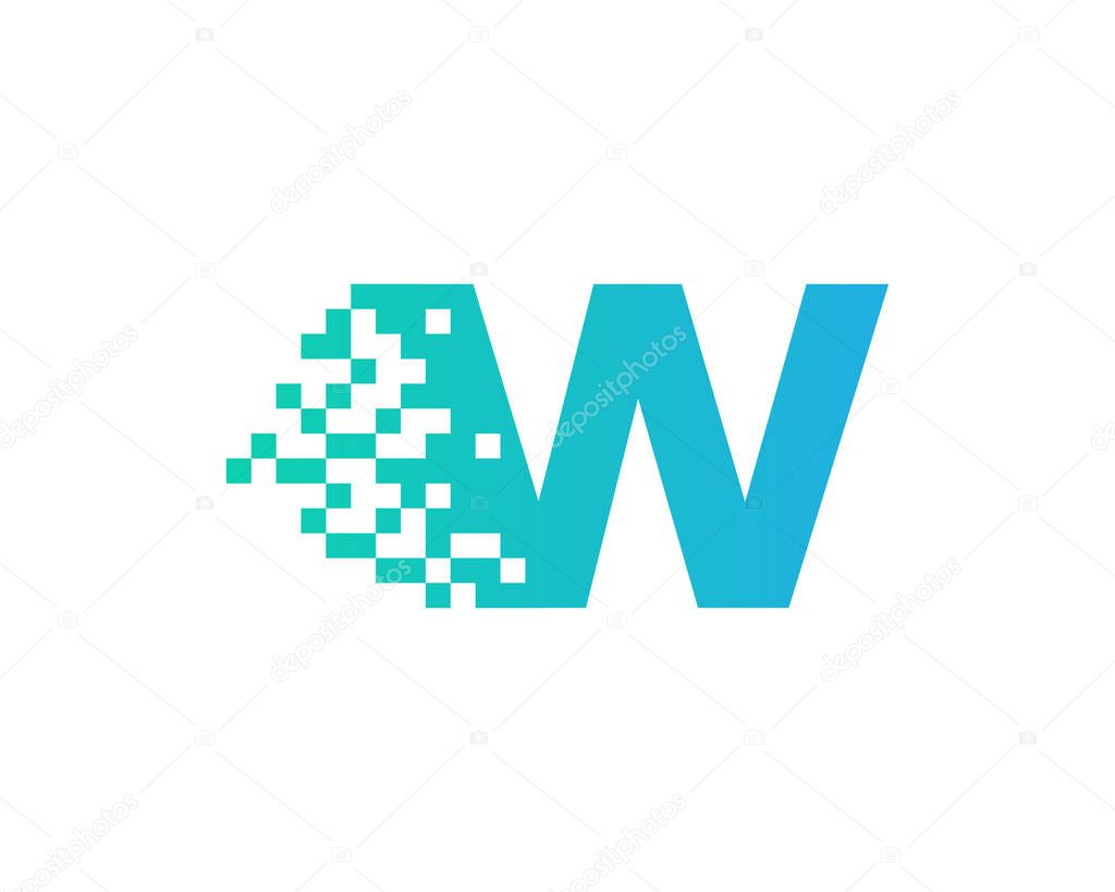 Letter w  Pixel Icon Logo Design Element