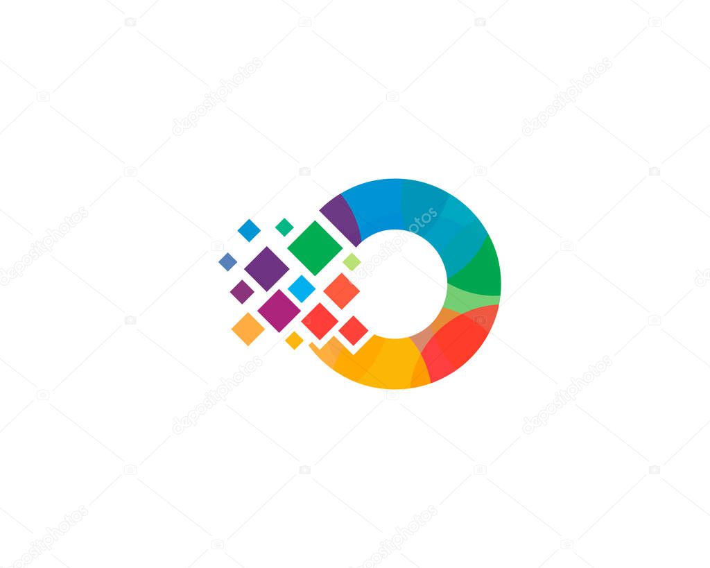 Letter o  Pixel Icon Logo Design Element 