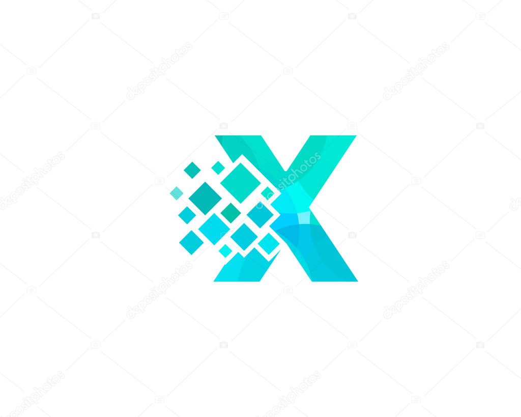 Letter x  Pixel Icon Logo Design Element