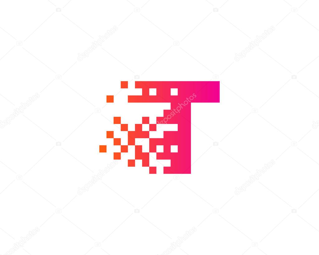 Letter  t Pixel Icon Logo Design Element