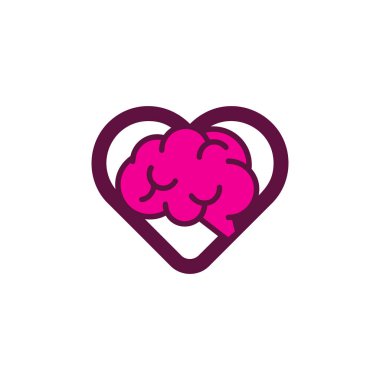 Beyin aşk Logo simge tasarım