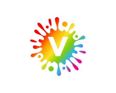 Splash sıvı renk harf v simgesi Logo tasarım öğesi