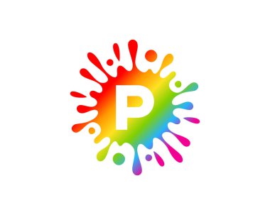Sıçrama sıvı renk mektup p simgesi Logo tasarım öğesi