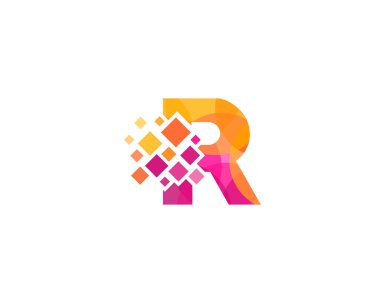 Mektup r piksel simgesi Logo tasarım öğesi 