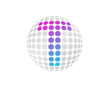 Mektup t nokta 3d küre simgesi Logo tasarım öğesi