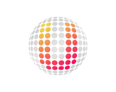 Harf u nokta 3d küre simgesi Logo tasarım öğesi