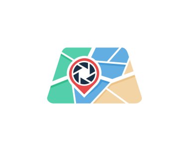 Lens harita Logo simge tasarımı