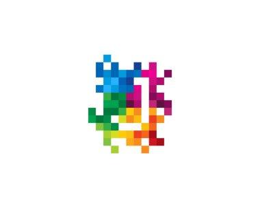 Harf j mozaik piksel simgesi Logo tasarım öğesi 