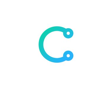 Dijital harf C Logo simge tasarım