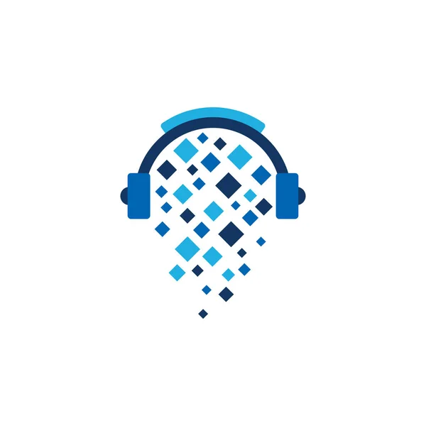 Pixel Música Logo Diseño Iconos — Vector de stock