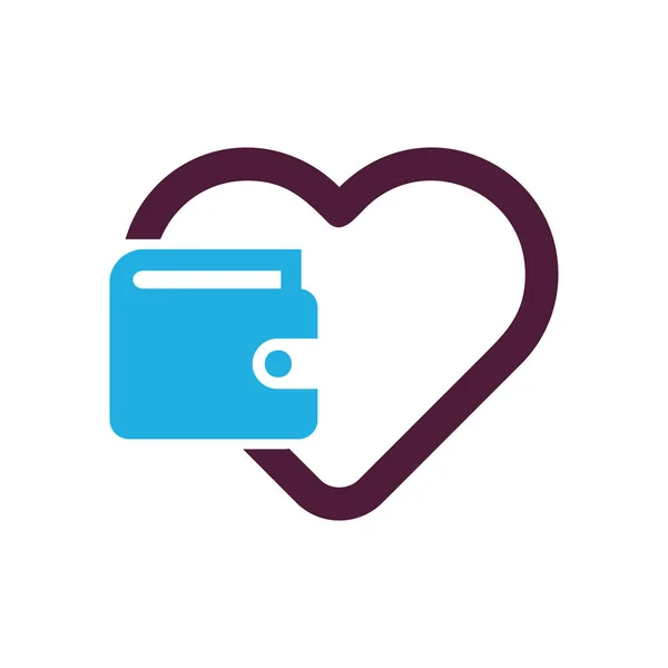 Plånbok Kärlek Logo Ikon Design — Stock vektor