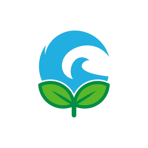 Natureza Logotipo Ícone Onda — Vetor de Stock