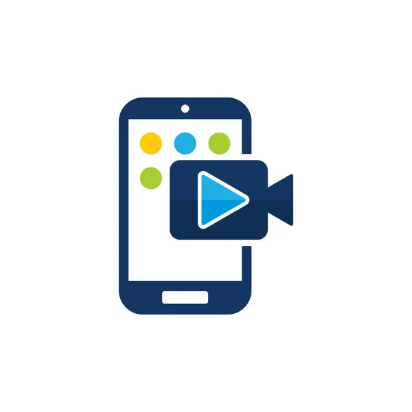 Vídeo Mobile Logo Icon Design — Vetor de Stock
