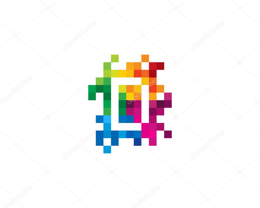 Letter d   Mosaic Pixel Icon Logo Design Element
