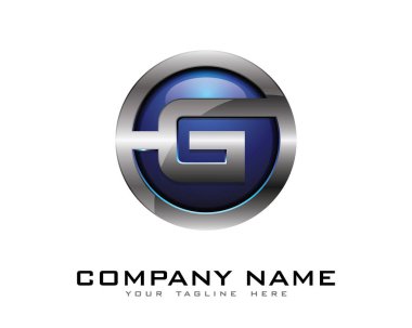 Mektup g 3d krom daire Logo tasarım şablonu