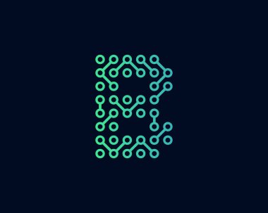 Devre dijital mektup b simgesini Logo tasarım öğesi 