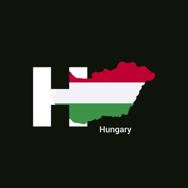 Harita ve bayrak ile Macaristan ilk harf ülke
