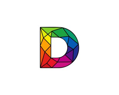 D renkli düşük poli Logo simge tasarım
