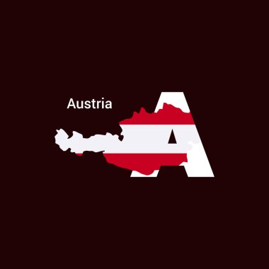 Harita ve bayrak ile Avusturya ilk harf ülke