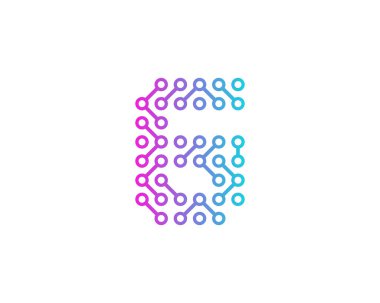 Devre dijital mektup g simgesi Logo tasarım öğesi 