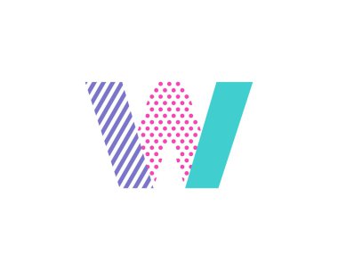 Geometrik mektup w simgesi Logo tasarım öğesi 