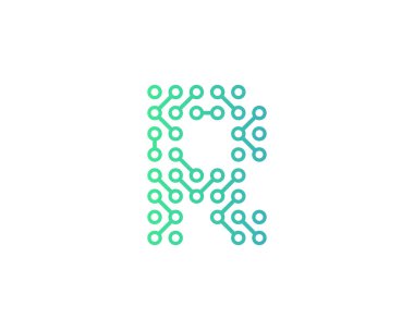 Teknoloji harf r simgesi Logo tasarım öğesi devre