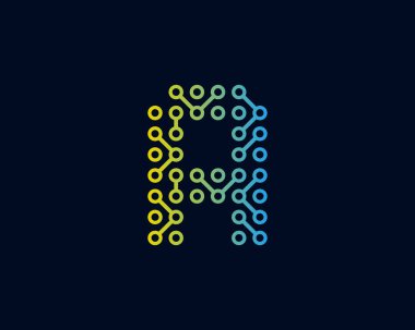 Devre dijital mektup simgesi Logo tasarım öğesi 