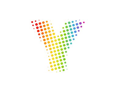 Yarı ton mektup y renkli nokta simgesini Logo tasarım öğesi