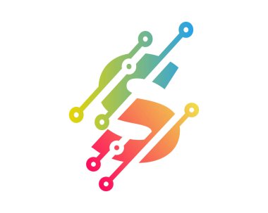 Dijital mektup s piksel simgesi Logo tasarım öğesi