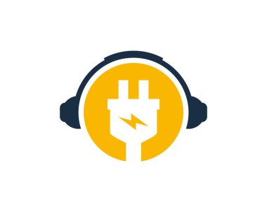 Kulaklık elektrik Logo simge tasarım