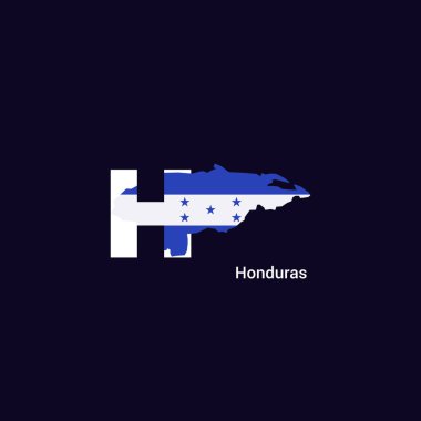 Honduras ilk harf ülke harita ve bayrak ile