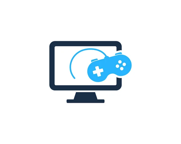 Oyun Bilgisayar Logo Simge Tasarım — Stok Vektör