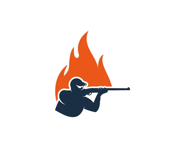 Fire Hunting Logo Icon Design — Stock Vector
