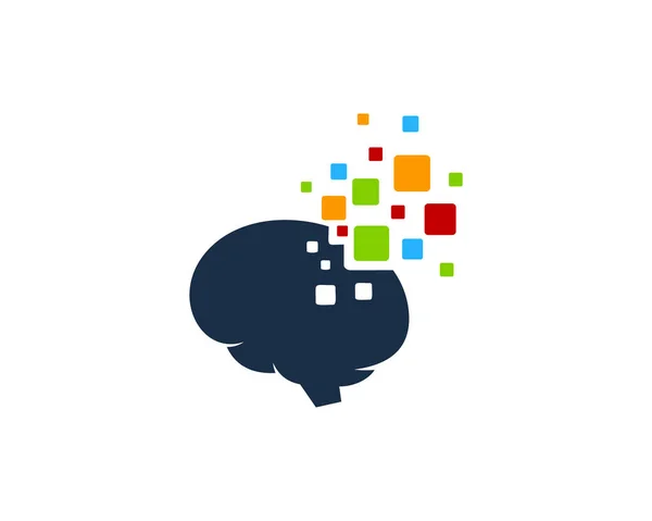 Pixel Brain Logo Icône Design — Image vectorielle