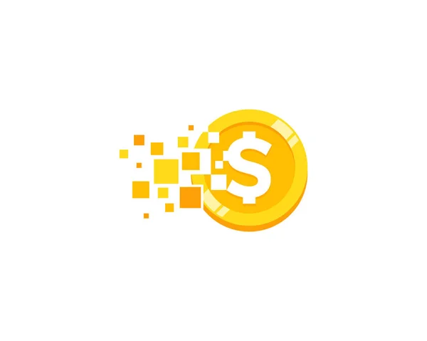 Pixel Coin Logo Diseño Iconos — Vector de stock