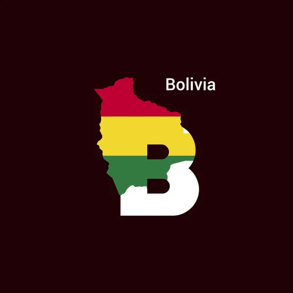 Bolivia Carta Inicial País Con Mapa Bandera — Archivo Imágenes Vectoriales