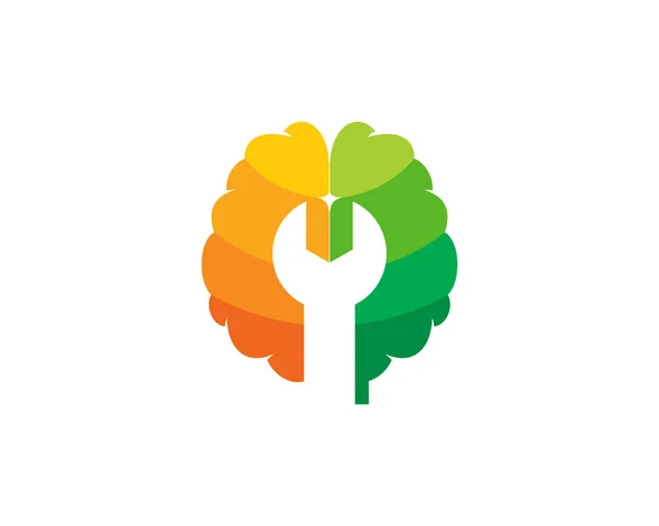 Fixer Conception Icône Logo Cerveau — Image vectorielle